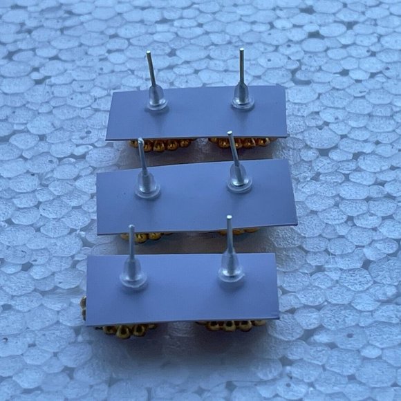 Lot of 3 Stud Earrings Crystal Accent Ear Jewelry Fashion Earrings Pink Red Blue - Picture 9 of 9